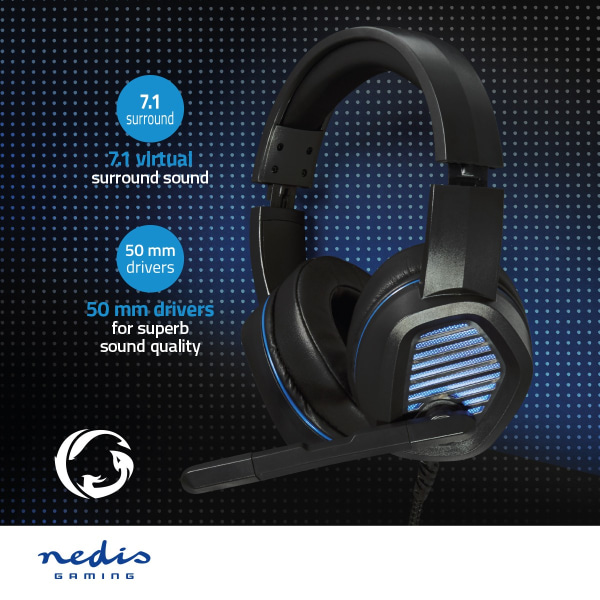 Gaming Headset | Over-Ear | Surround | USB Type-A | Fold-Away Mikrofon | 2.10 m | LED