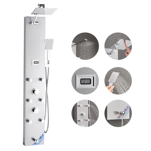 Duschpaneltornssystem – Regn, LED, 6 strålar, 122 cm