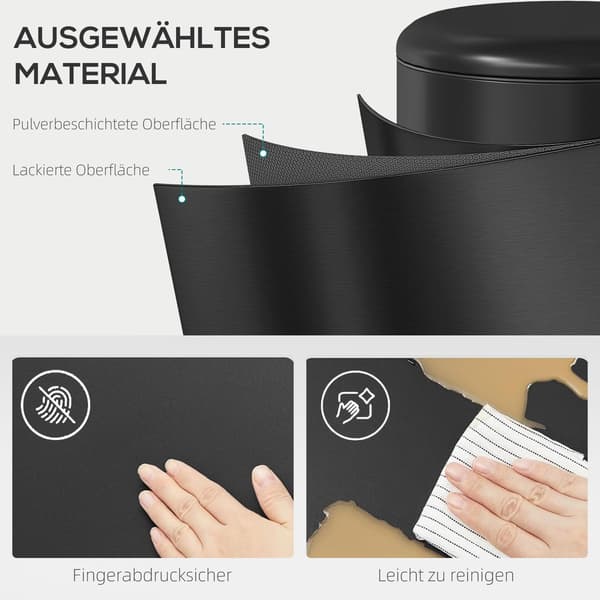 30L pedalspand med soft-close låg, sort