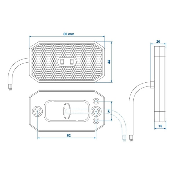 Takavalot 12/24V punainen 80 x 44 mm LED