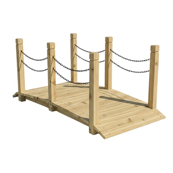 Trädgårdsbro med kedjeräcke, väderbeständig