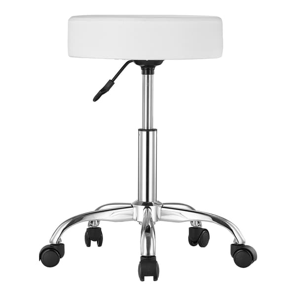 Rullpall med hjul, 180 kg, justerbart PU-läder, vit