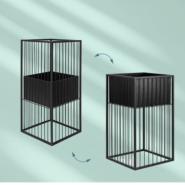 Svart växtställ i järn, 61 cm – Modern gitterdesign