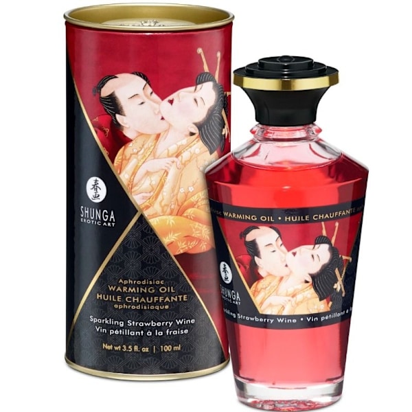 Shunga - Mansikka ja Cava Heat Effect -hierontaöljy 100 ml