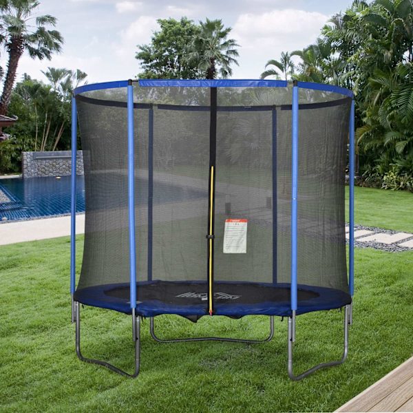 Trampolin Med Sikkerhedsnet Havetrampolin Til Indendørs Og Udendørs Brug For Børn Og Voksne Stål Op Til 113,6 Kg Ø244 X 240H Cm
