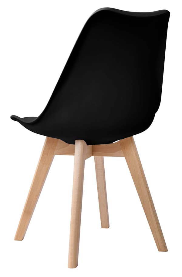 Modern svart matstol – ekoläder, ben i bok