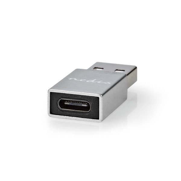 USB-A Adapter | USB 3.2 Gen 1 | USB-A Han | USB-C™ Hun | 5 Gbps | Runde | Nikkelplateret | Sølv | Cover Box