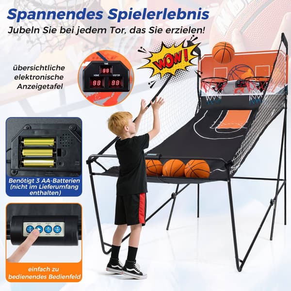 Hopfällbart arkadbasketspel med 8 lägen och resultattavla