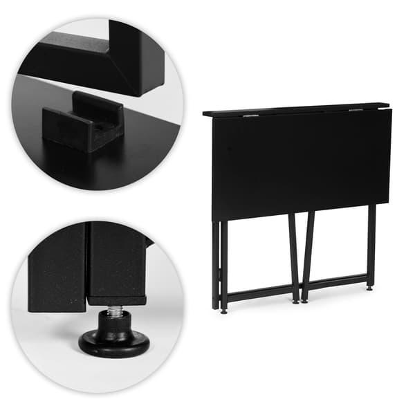 Hopfällbart laptopbord, 80x45 cm, svart MDF, platsbesparande