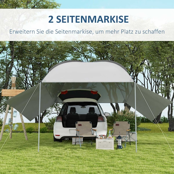 Takateltta Autoille Vedenpitävä Autoteltta, Teräsrunko, Sade- Ja Aurinkosuoja, 3X2,6X2,3-2,6M, Kannettava