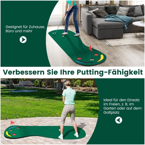 Golf puttemåtte 300x96 cm med 3 kopper & flag