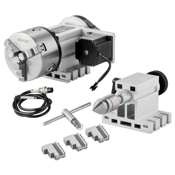 CNC 4:e axel roterande indexeringshuvud, 100 mm 3-käftschuck