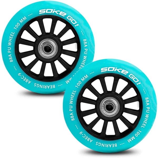 Skootterin turkoosit pyörät 100 mm, 2 kpl