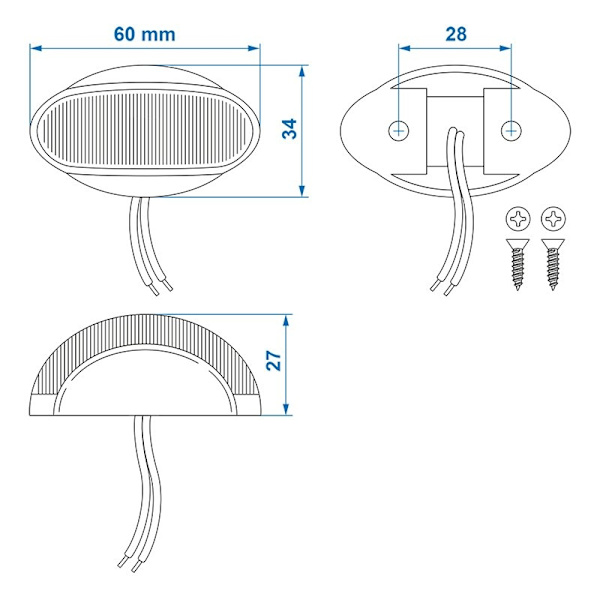 Merkkivalo 10-30V punainen/valkoinen 60x34mm LED