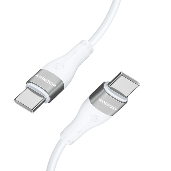 Holdbart fleksibelt kabel USB-C - USB-C PD 65W 1m hvid