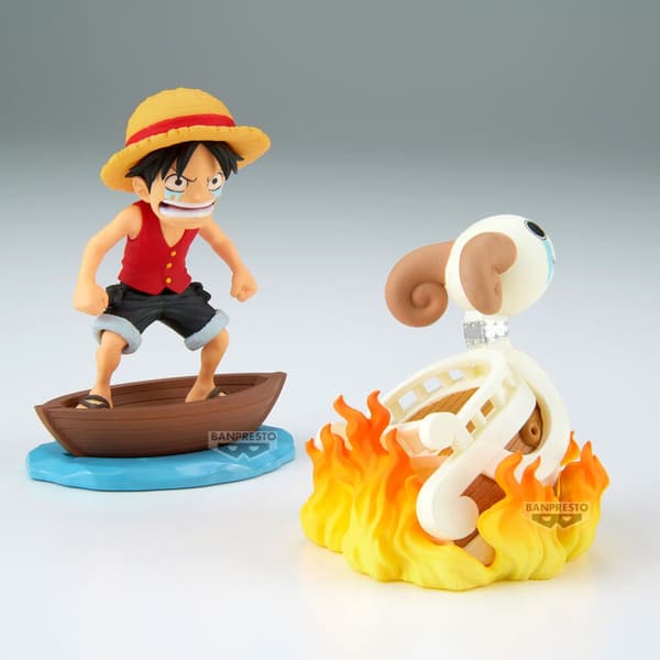 One Piece Luffy & Going Merry figur, 8 cm samleobjekt