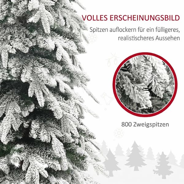 Kunstigt juletræ 210 cm med sne og 800 grene