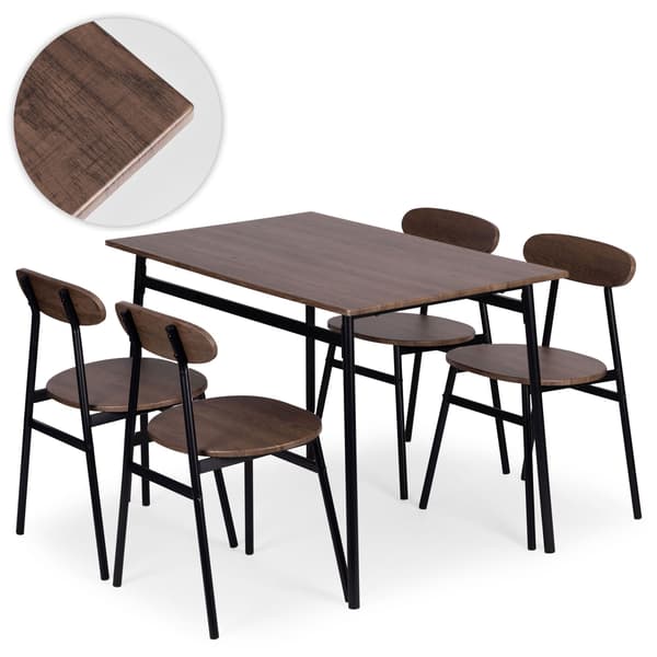 Spisebordsæt med 4 stole, MDF og stål