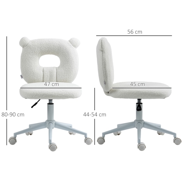 Kontorstol, Højdejusterbar Skrivebordsstol, Drejestol, Arbejdsstol, Computerstol Til Stuen, Bæreevne Op Til 120 Kg, Teddy Fleece