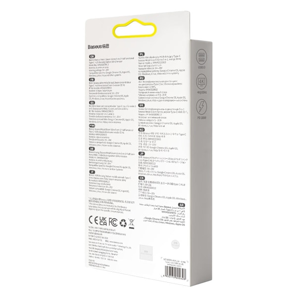 Multifunktionell USB HUB 5in1 USB-C PD 100W HDMI grå