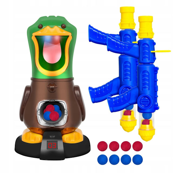 Duck Shooting Game Set för barn – 2 vapen, 48 skumbollar