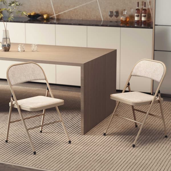 Klapstole 2-pak, metalben, linnedlook, beige