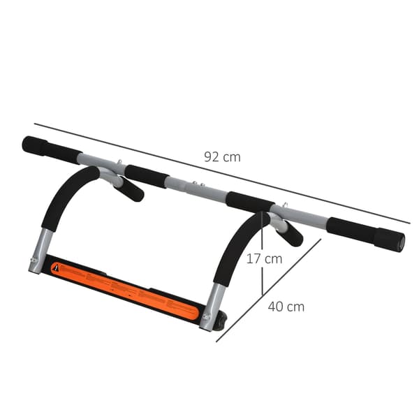 Pull-Up Bar Multifunktionel Træningsholder, Dørstang Af Stål Og Skum, Sort + Grå, 92X40X17Cm