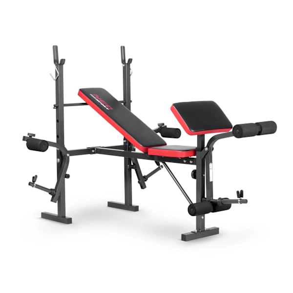 Träningsbänk med skivstångsställ och bicepscurl-station Neo-Sport NS-200