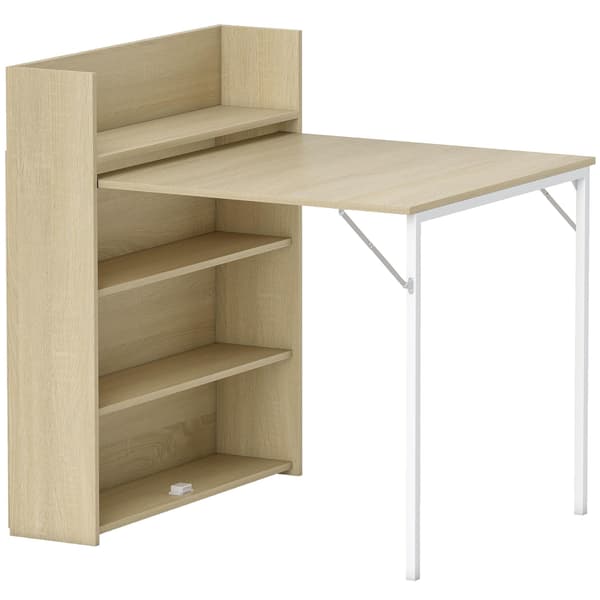 Hopfällbart matbord med hyllplan, industriell design, ek, platsbesparande