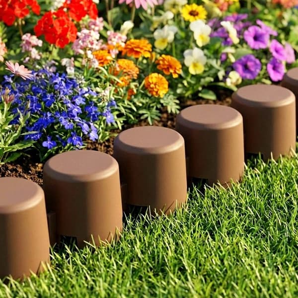 Bruna plastkanter för trädgården, 220 cm, 4-pack
