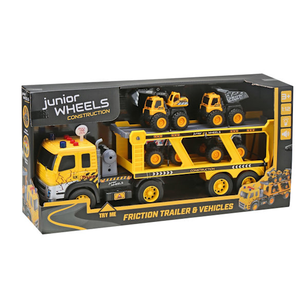 Junior Wheels Friction Trailer W. 4 Vehicles 1:12