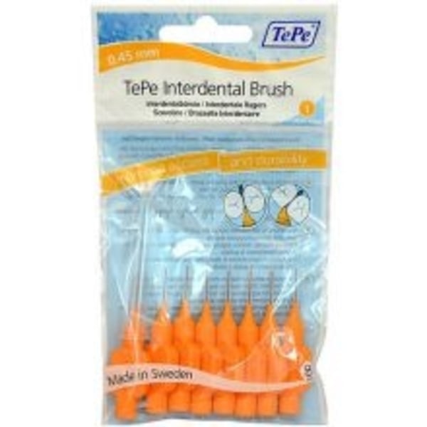 TePe - Interdental Brush Normal (0.45 mm orange 8 pcs) - interdental toothbrushes