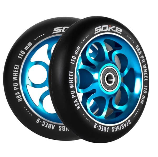 Blåa 110 mm hjul till sparkcykel, 2-pack