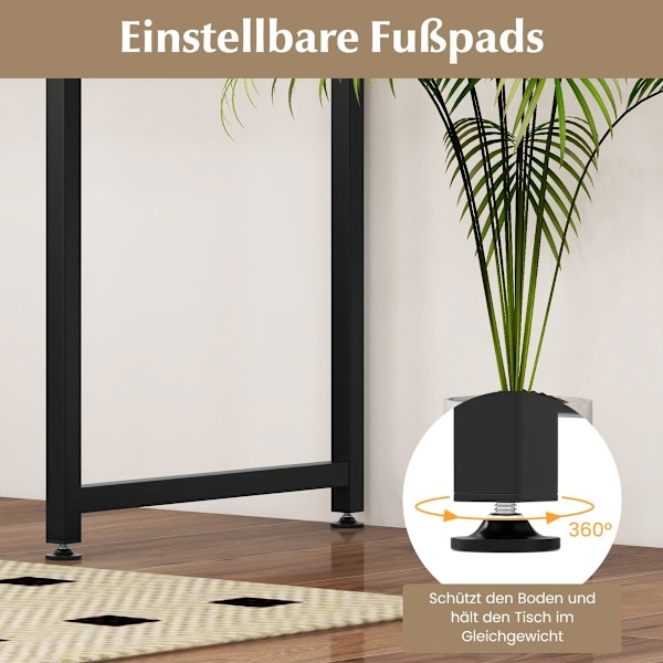 PC bord med justerbare trædepuder, kompakt computerbord, 100 x 50 x 77 cm, sort