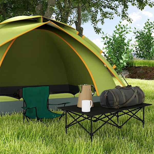 Campingbord klapbord med rullebordplade X-ramme havebord lavet af aluminium letvægts 2 personers sidebord klapbord til havebalkon camping 95 x 55cm so