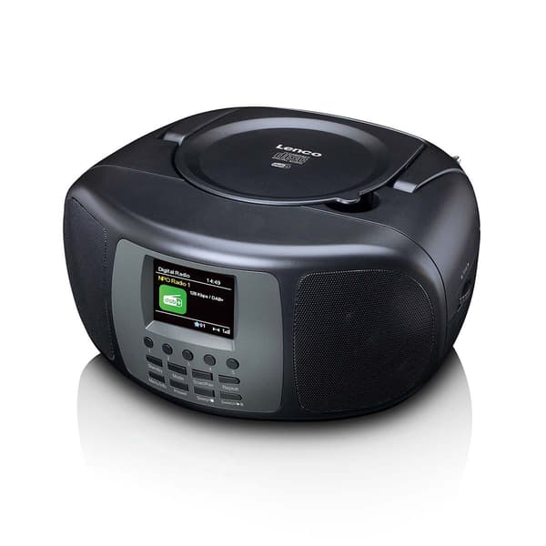 Bærbar DAB+/FM-radio med Bluetooth® CD-afspiller og stort LCD-farvedisplay Sort