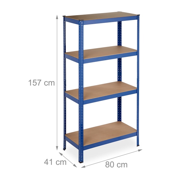 Lagerhylla med 4 hyllplan blå