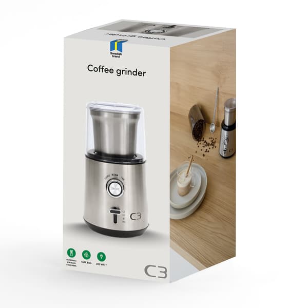 Kaffekvarn, 85 g kapacitet, 200 W, borstat rostfritt stål