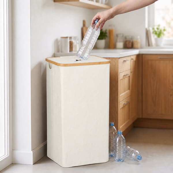 Pantbehållare för flaskor, 100L – Beige, Bambu