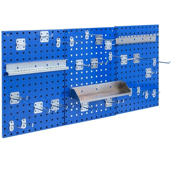 Tool wall tool perforeret væg med 3 pegboards &amp; 28 stykker hængende tilbehør Blå