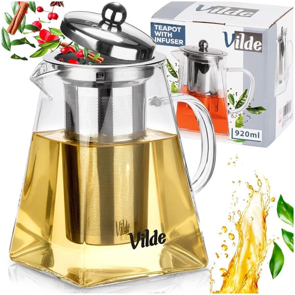 Tekande med infuser, varmebestandigt glas, 920 ml