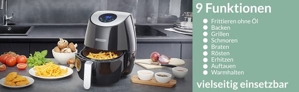 Airfryer 9-i-1 Sort Touch Display 1500W 3,6L