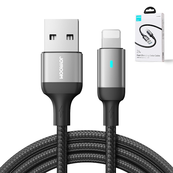 Kaapelikaapeli iPhone A10 -sarjan USB:lle - Lightning 2.4A 1.2m musta