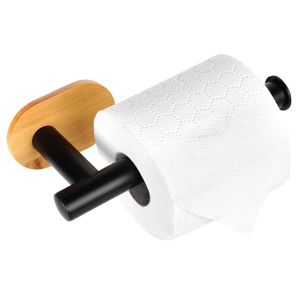 WC-paperiteline, musta teräs ja bambu, 17 cm
