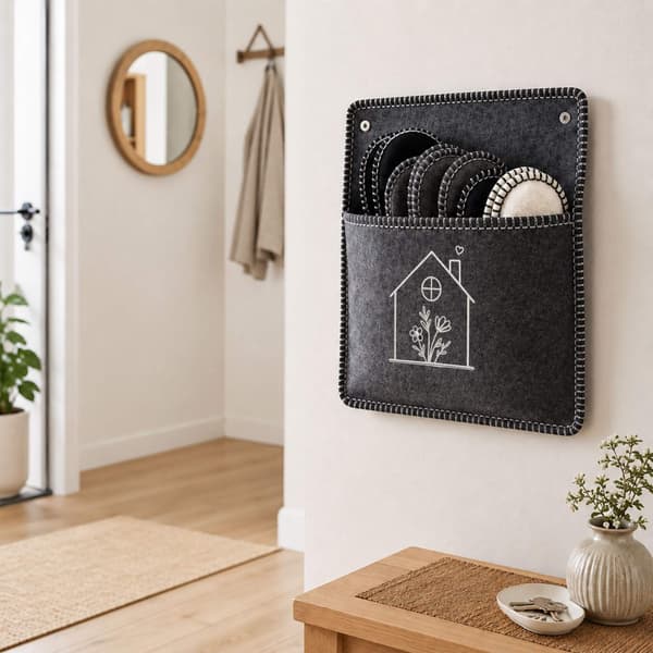 Filtgästtofflor, set, 6 par med förvaringspåse