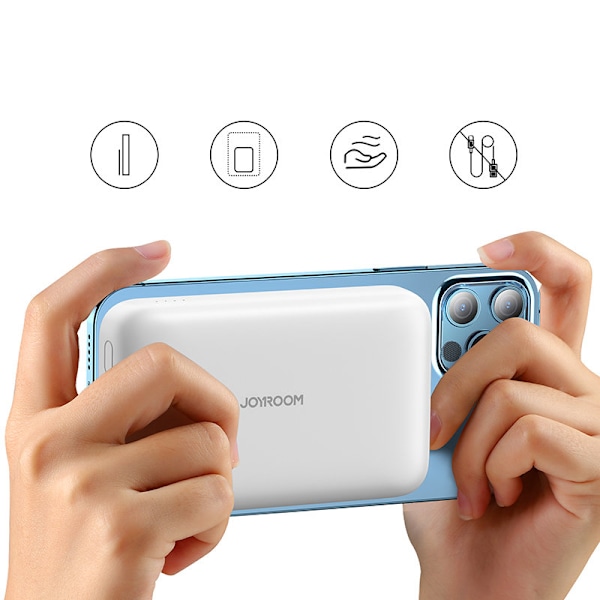 Mini Power Bank 10000mAh magnetisk med QC PD USB oplader USB-C hvid