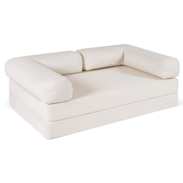 Fällbar bäddsoffa, 4-i-1 manchester, beige