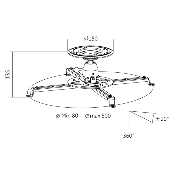 Projektorholder Universal 135mm