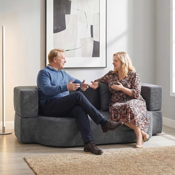 Mörkgrå bäddsoffa – högdensitetsskum, chenilletyg