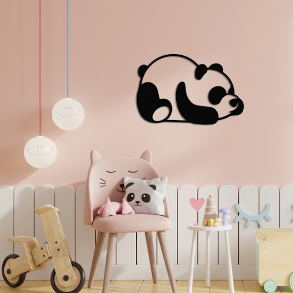 Dekorativt metalvægtilbehør Panda Metaldekor